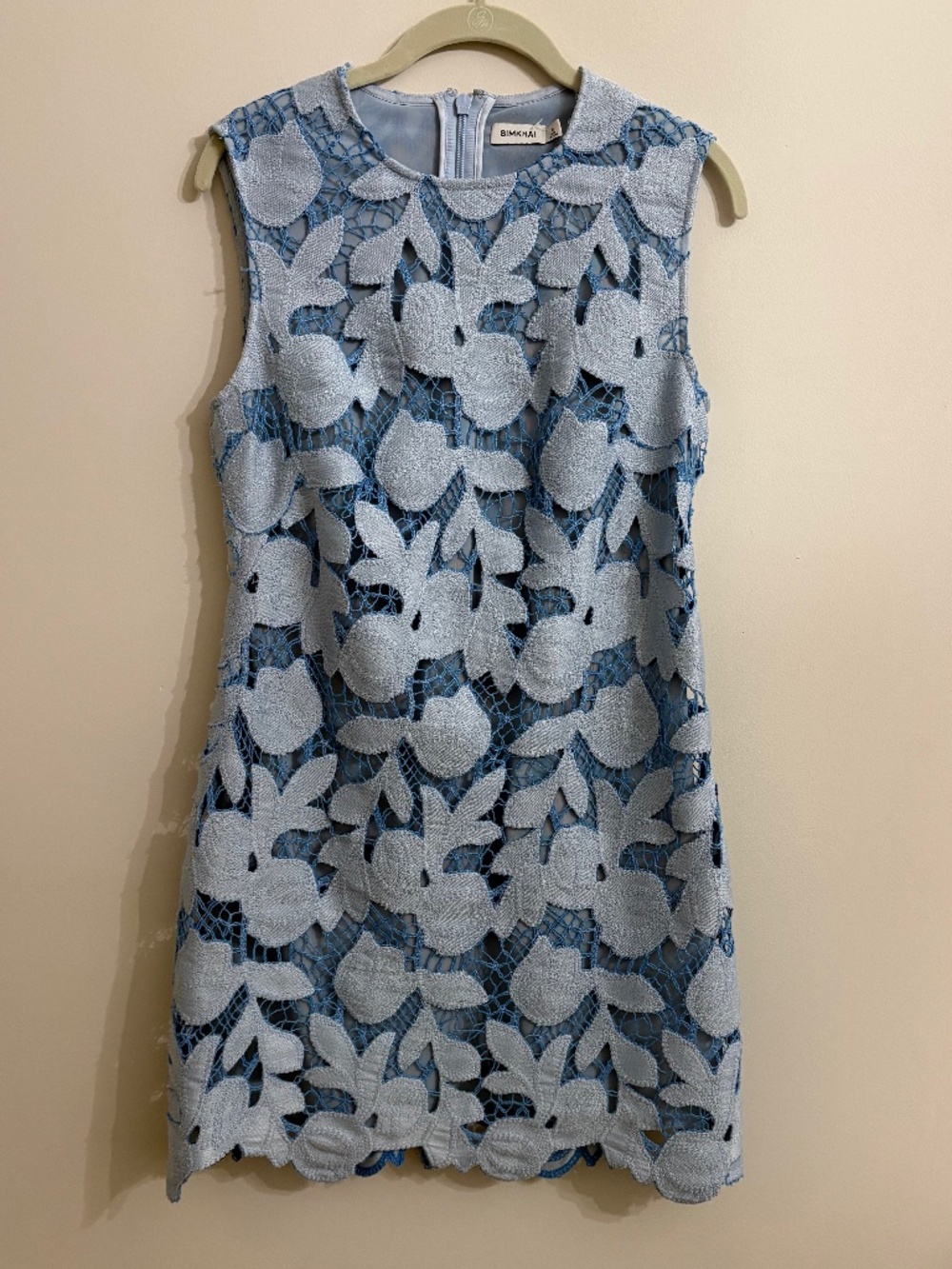 SIMKHAI Mickie Embroidered Mini Dress Periwinkle Sky Multi Size 6